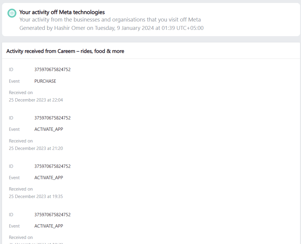 Ride hailing service Careem sharing when I book a ride