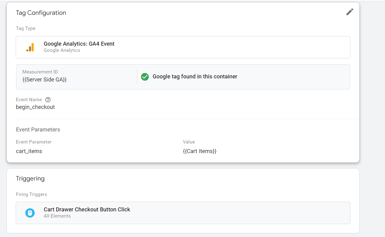 Google Tag Manager Tag screenshot